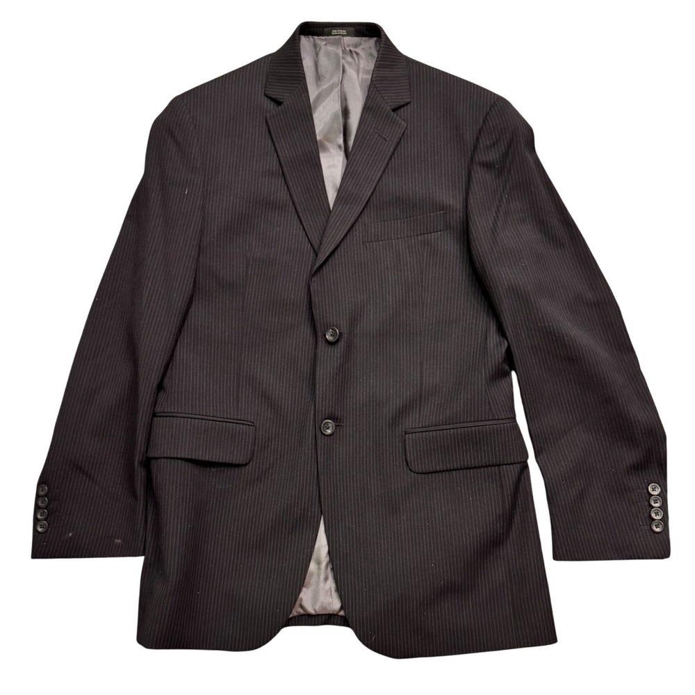 JF J.Ferrar Mens 38R Modern Fit 100% Wool Pinstripe Blazer Suit Jacket Grey